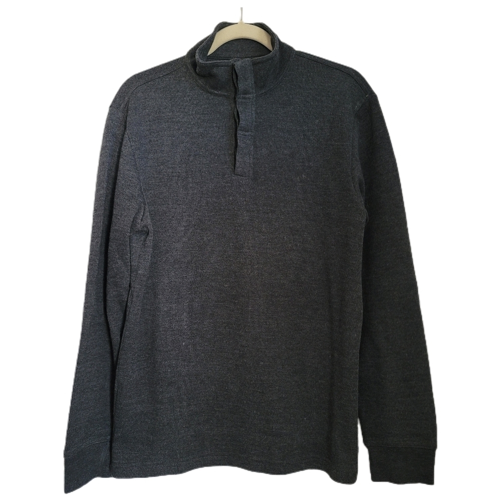 Banana Republic Sweater Mens M Medium Gray Pullover Henley Long Sleeve